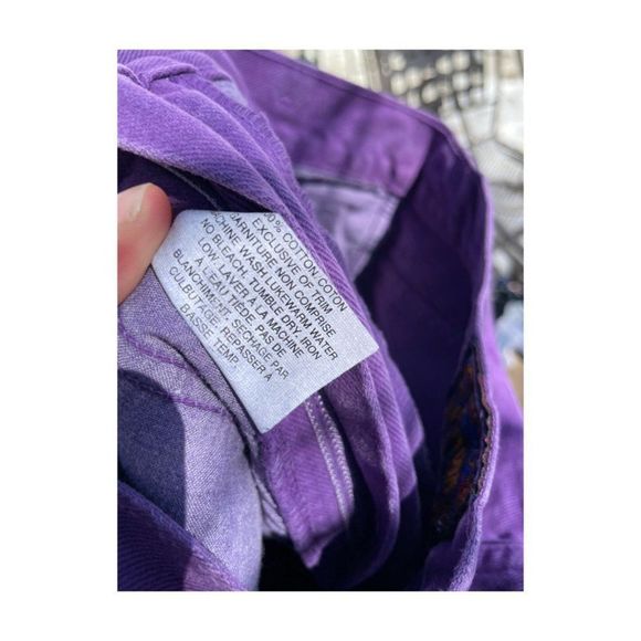 80s 90s Platoon Purple Denim High Waist Tapered Cotton Velvet Sz 5 - Picture 5 of 15